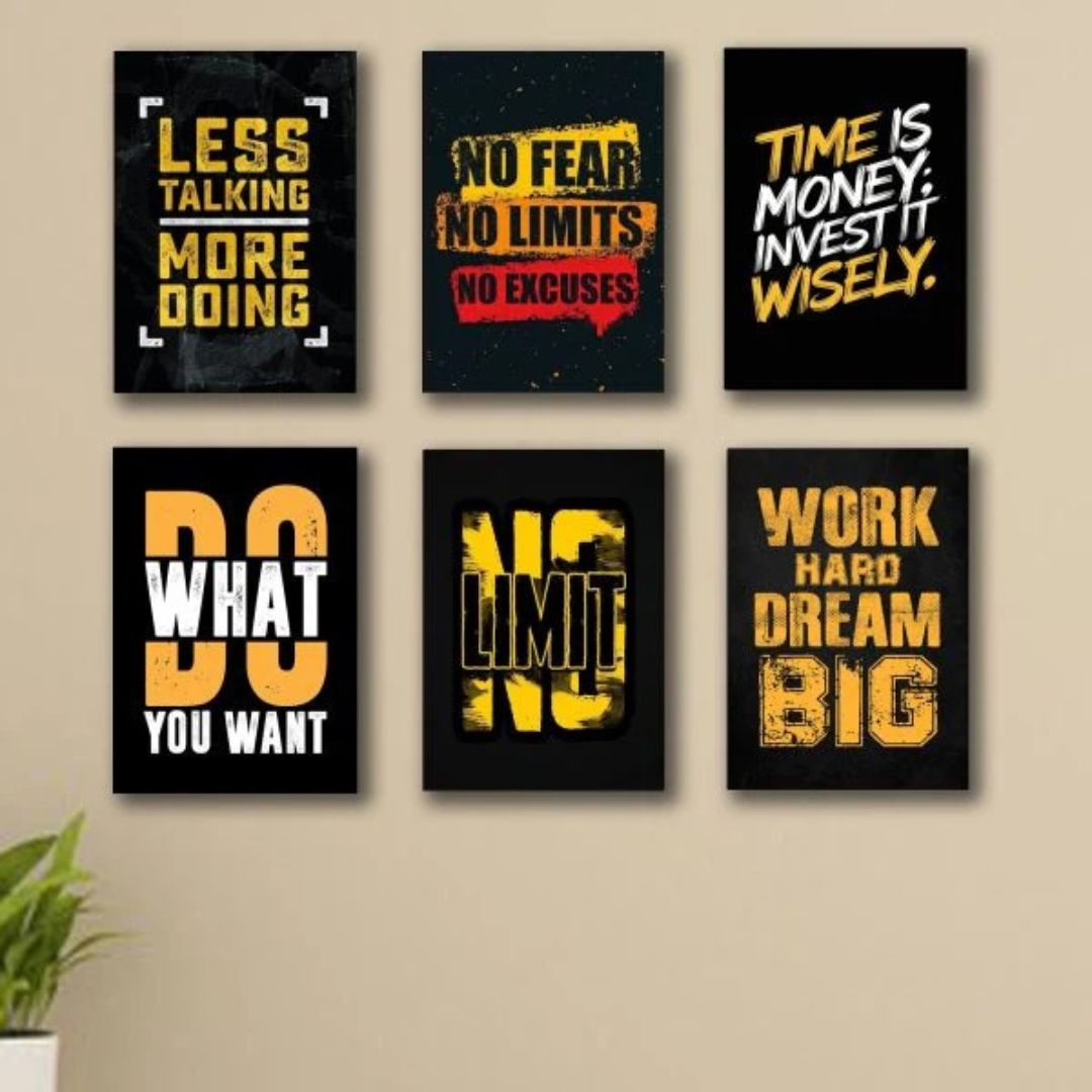 Set Of 6 Motivational Wooden Canvas
