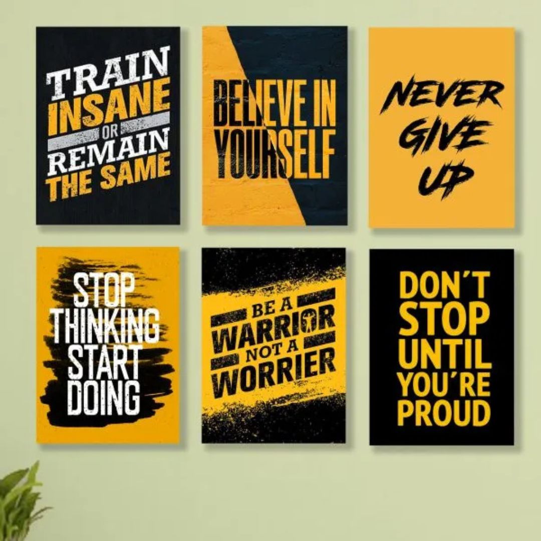Set Of 6 Motivational Wooden Canvas Frames