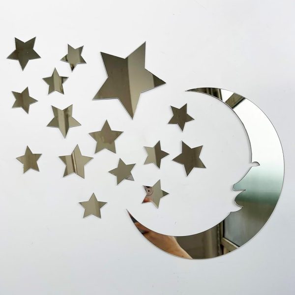 15 Stars And 1 Moon Silver Acrylic