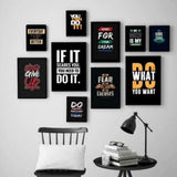 Modern 10-piece Yellow & Black Motivational Wall Art Set