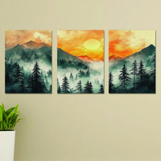 Set Of 3 Wall Art Wooden