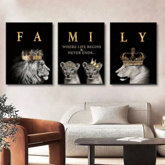 Lion Family Metal Wall Art