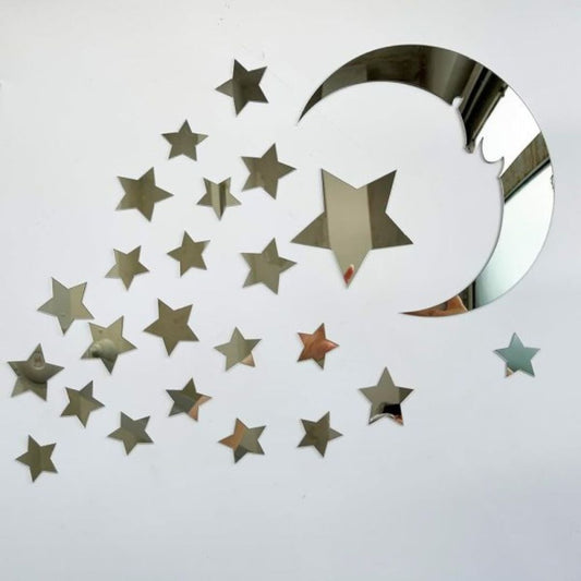 15 Stars And 1 Moon Silver Acrylic