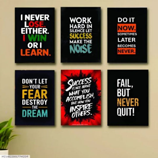 Set Of 6 Motivational Wooden Canvas