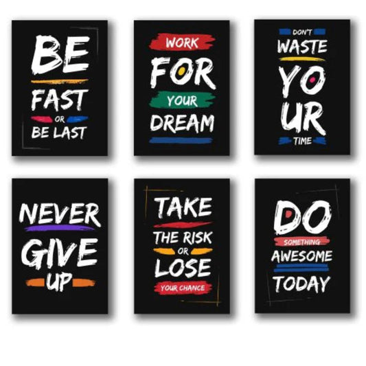 Set Of 6 Motivational Wooden Canvas Frames