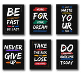 Set Of 6 Motivational Wooden Canvas Frames