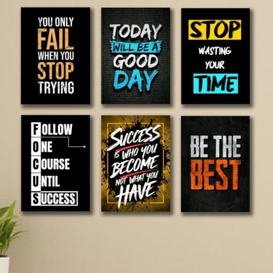 Set Of 6 Motivational Wooden Canvas Frames