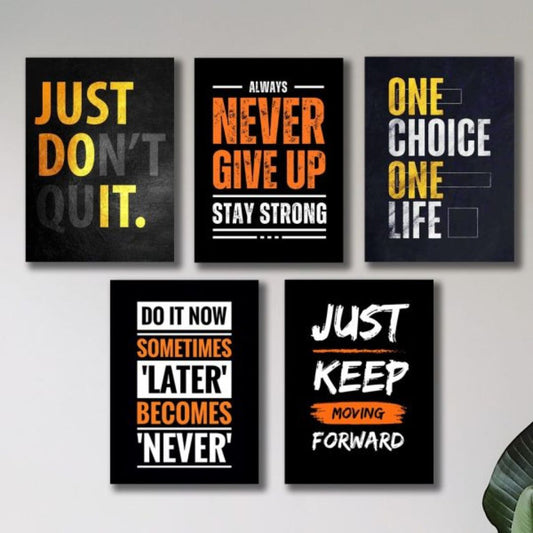 Set Of 5 Motivational Sticky Wooden Canvas Frames