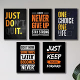 Set Of 5 Motivational Sticky Wooden Canvas Frames