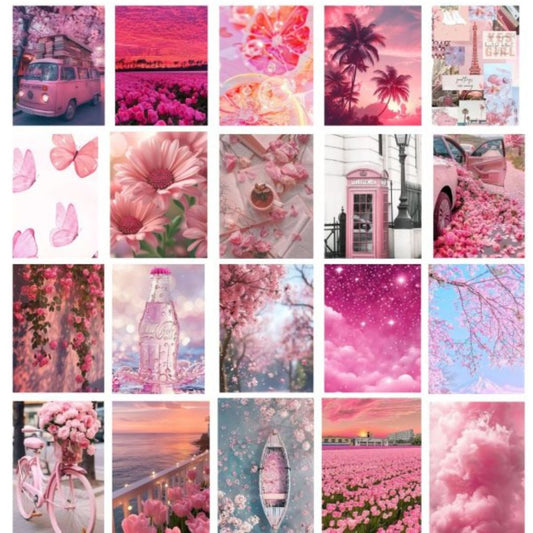 Pack Of 20 Pink Wall Collage Set Aesthetic Stickers