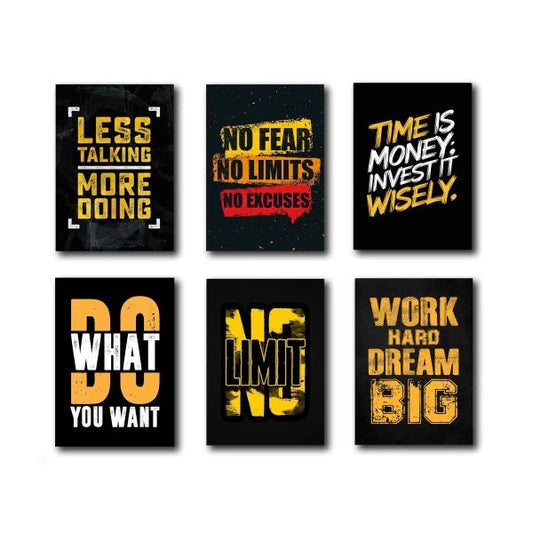 Set Of 6 Motivational Wooden Canvas